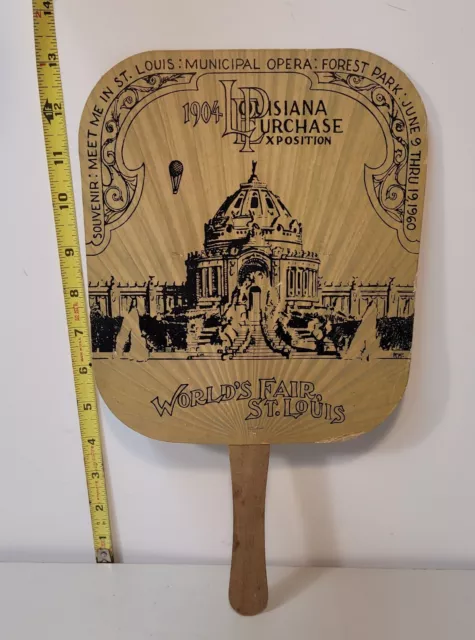 VTG Paper HandFan 1904 St. Louis Worlds Fair 1969 Anniv. Exposition Advertising