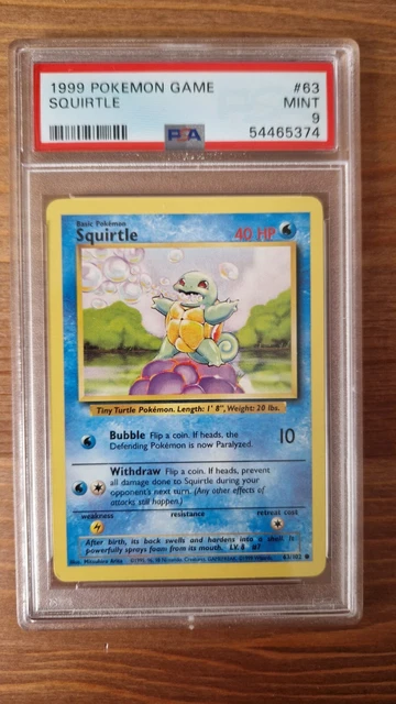 Pokemon Basisset Squirtle 63/102 PSA 9 neuwertig