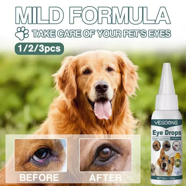 Pet Eye Clear Drops Infection Dogs Cats Dry Itchy Irritation Bacterial S3C9