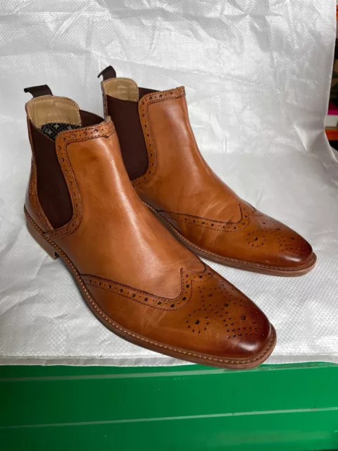 MENS TAN PULL On Leather Dealer Boot In Size 9 £9.99 - PicClick UK