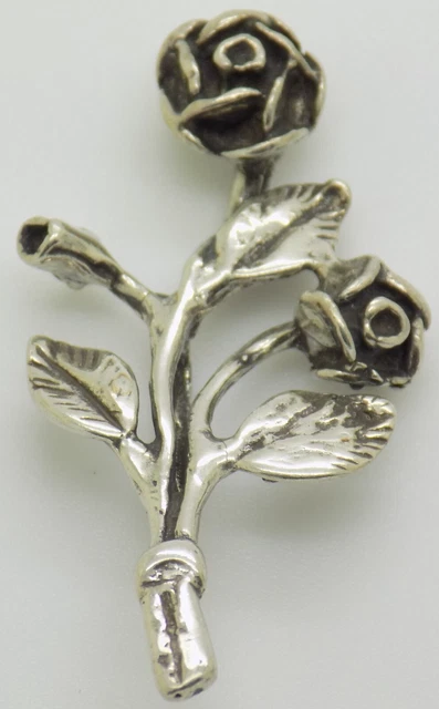 Vintage IN Argento Massiccio Italiano Fatto a Mano Piccolo Rosa Spilla Miniatura