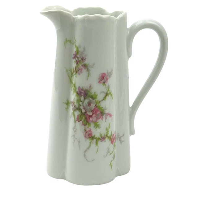 VINTAGE HAVILAND LIMOGES Pitcher Creamer 5.25" Pink Floral Porcelain