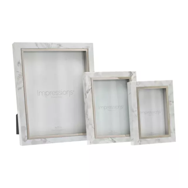 Impressions White Marble Look Photo Frame Picture Frame Fold Out Strutt