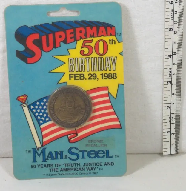 Superman 50th Birthday Bronze Coin Medallion 1988 Feb. 29 Man Of Steel Unopened