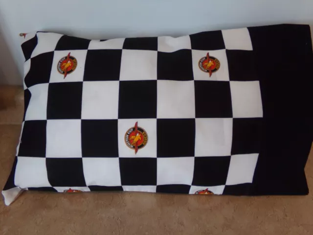 Travel-My Pillow-Toddler Size Pillowcase Nascar Checked/Black  12" X 18" #3843
