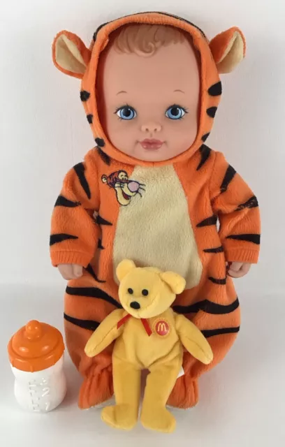 Vintage 1990 Lauer Water Babies Tigger 13” Baby Doll Reddish Brown Blue Eyes