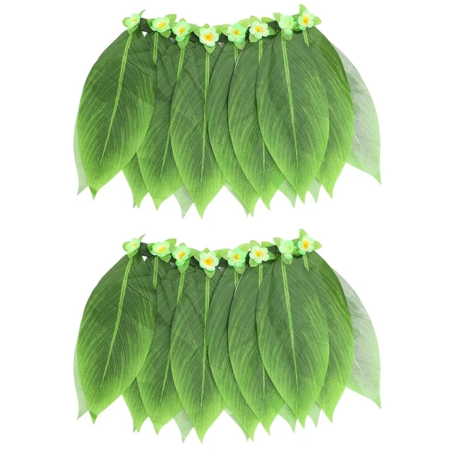 2 Pack Hula Dancer Costume Leaf Skirt Ornaments Kids Halloween