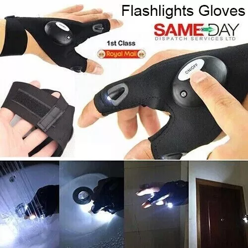 Outdoor Work LED Light Beam Glow Gloves Flashing Rave Finger Up Lighting UK
