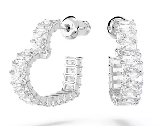 Swarovski Crystal Matrix Pierced Earrings Heart White 5653170.New In Box