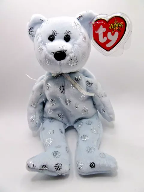 Ty Beanie Baby Flaky - Snowflake Christmas Bear - Mint - Retired With Tags