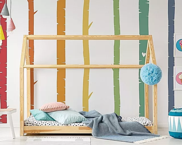 Colorful Birch Tree Wall Rainbow Wall Decals, Stickers, Wall Art Decoration 472
