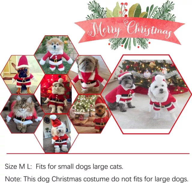 Pet Christmas Costumes Dog Suit with Cap Santa Claus Suit Dog/Cat 2