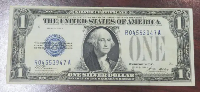 1928 $1 Silver Certificate * Funny Back * Nice Color But Torn * 3947