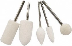 Value Collection 5 Piece, 3/32" Shank Diam, Wool Felt Bob Set Medium Density,...