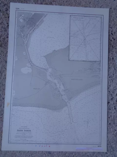 CARTE  MARINE / Passe Sabine  Golfe du Mexique - Côte sud des Etats-Unis  1962