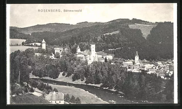 Rosenberg / Böhmerwald, Totale mit Schloss, Ansichtskarte