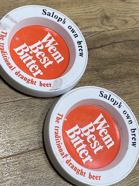 2 X Vintage Wem Best Bitter Greenall Whitley Melamine Pub Ashtray