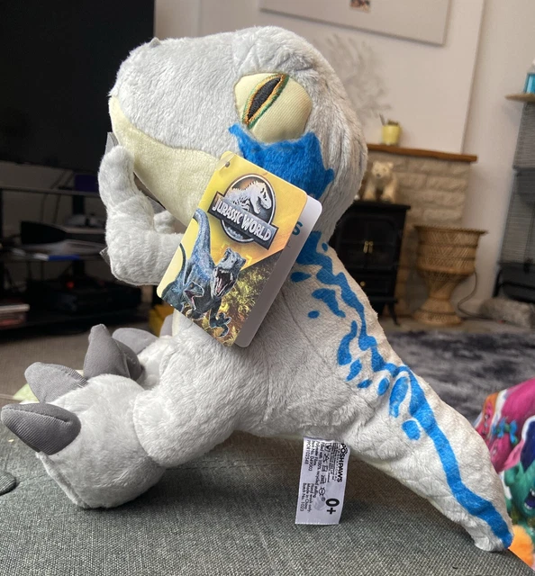 JURASSIC WORLD 10& Chunky Plush Soft Toy Velociraptor Dinosaur Blue New