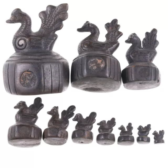 Extensive Antique Burmese Bronze opium weight set n