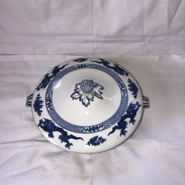 Antique Booths Tureen Blue and White Dragon pattern large