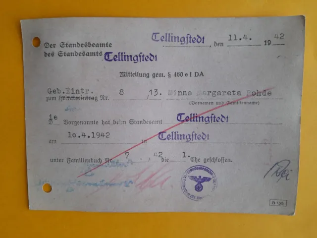 German Registery Office Documents ( Standesamt)  1940  *  1945   58