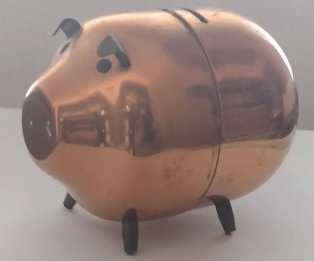 CopperCraft Guild Copper & Brass Footed Piggy Bank Pig Coin Bank Vintage