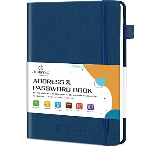 JUBTIC Address book with Alphabetical Tabs Hardcover Password Keeper and Tele...