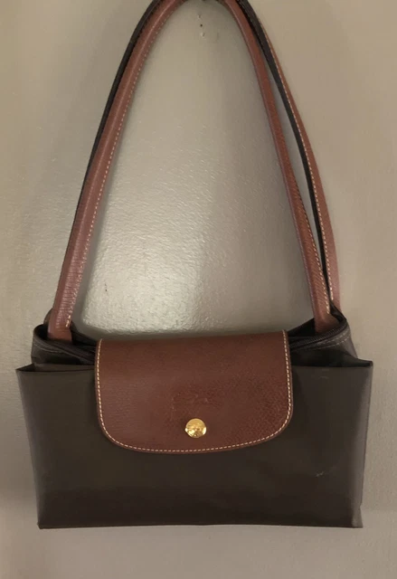 LONGCHAMP Le Pliage Brown Leather Nylon Tote Shoulder Handbag NWOT