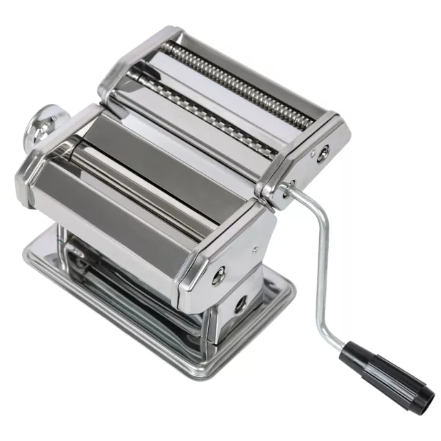 Shule Máquina para hacer pastas de acero inoxidable manual de fideos  incluyen rodillo de pasta, cortador, manivela de mano y 7 ajustes de grosor
