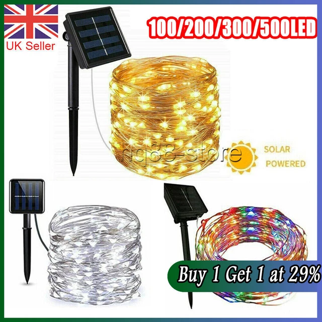 10M 20M 30M LED Solar String Lights Waterproof Copper Wire Fairy Outdoor Garden