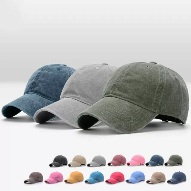 Men Plain Washed Cap Style Cotton Adjustable Baseball Cap Blank Solid Hat Casual