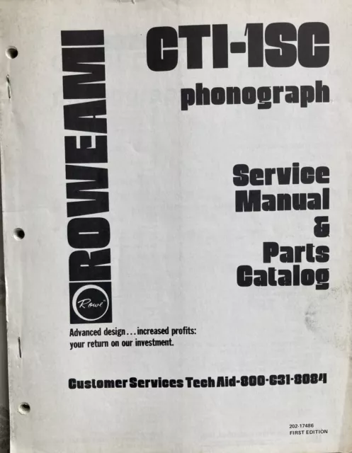 Rowe CTI-1SC Service Manual and Parts Catalog