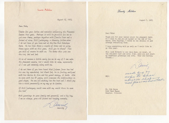 Lot 2 signed letters DANISH-AMERICAN OPERA SINGER & ACTOR LAURITZ MELCHIOR