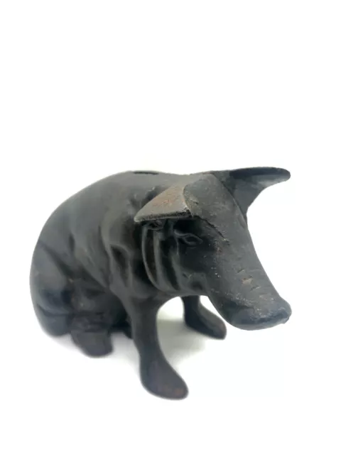 Cast Iron Seated Piggy Bank or Door Stop Black