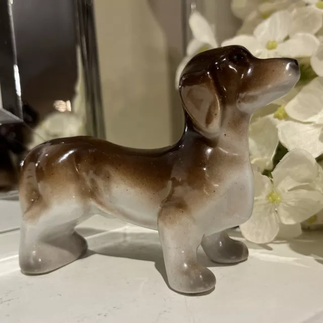 Vintage Miniature Dachshund Dog Porcelain Figurine Occupied Japan