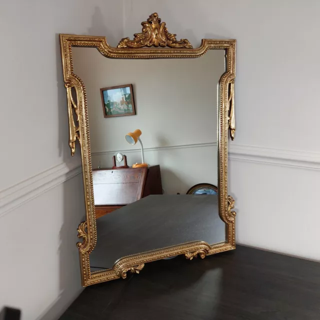 Emessco Wall Mirror Vintage Baroque Rococo Style Ornate Rectangular Gold Tone