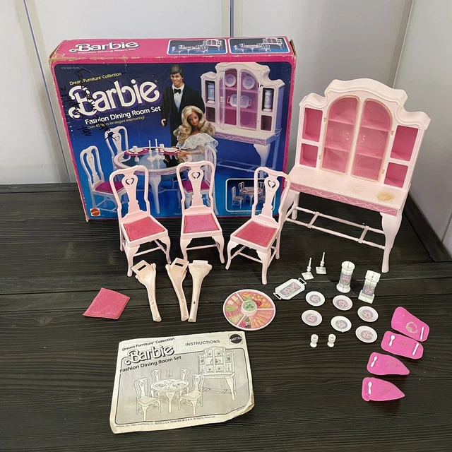 1980S BARBIE DREAM Furniture Dining Room Set In Original Box Mattel