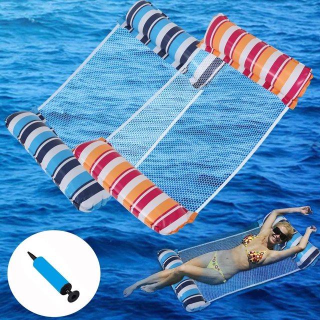 Tapvai 3 Pezzi Materassino Mare,Amaca galleggiante per piscina,4 in 1 Gonfiabile Letto Galleggiante,Amaca Gonfiabile Mare,Boe e materassini gonfiabili,amaca da nuoto per adulti e bambini