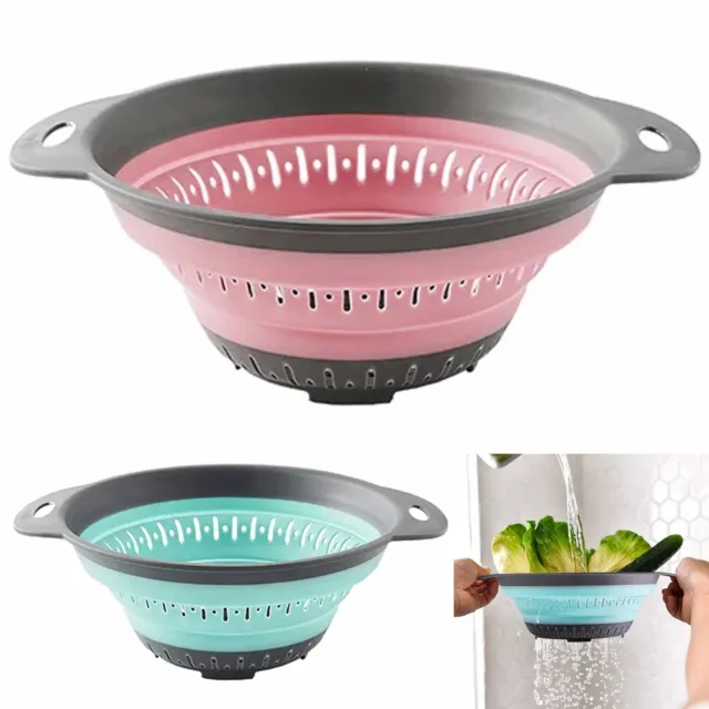 1 Plegable Silicona Escurridor Colador Desagüe Pasta Cesta de Frutas Cocina