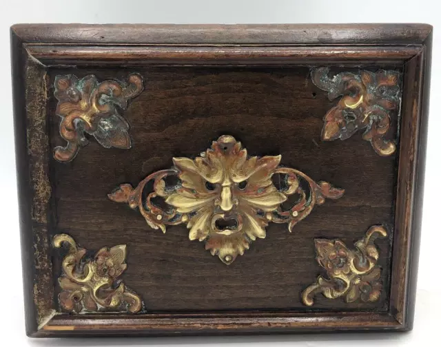 Antique french jewelry box 19th century wood bronze ornaments