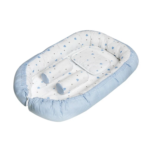 Schardt Babynest Kuschelnest Nestchen 90x50 cm Herzchen hellblau  TOP