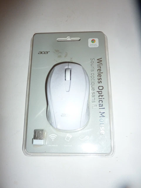 Acer Wireless Optical Mouse USB 2.0 AMR 800 White Windows and Chrome NEW S-11