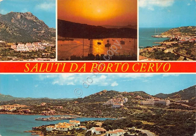 Cartolina Porto Cervo panorama case varie vedute 1977