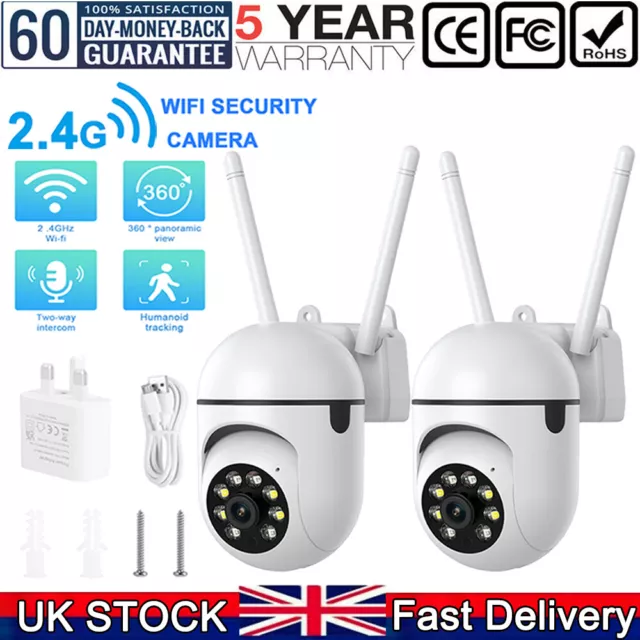 2 x Security Camera Wireless System Home Outdoor WiFi CCTV 1080P HD Night Vision