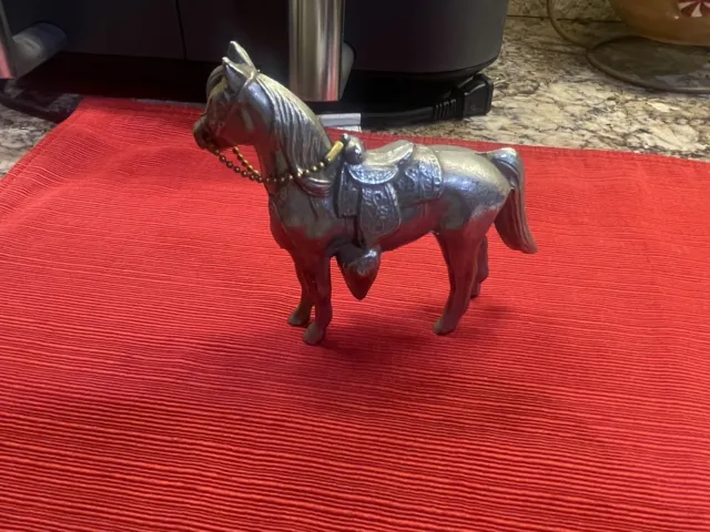 Vtg Pot Metal Horse Figurine Silver Color Carnival Prize USA 4.5"L