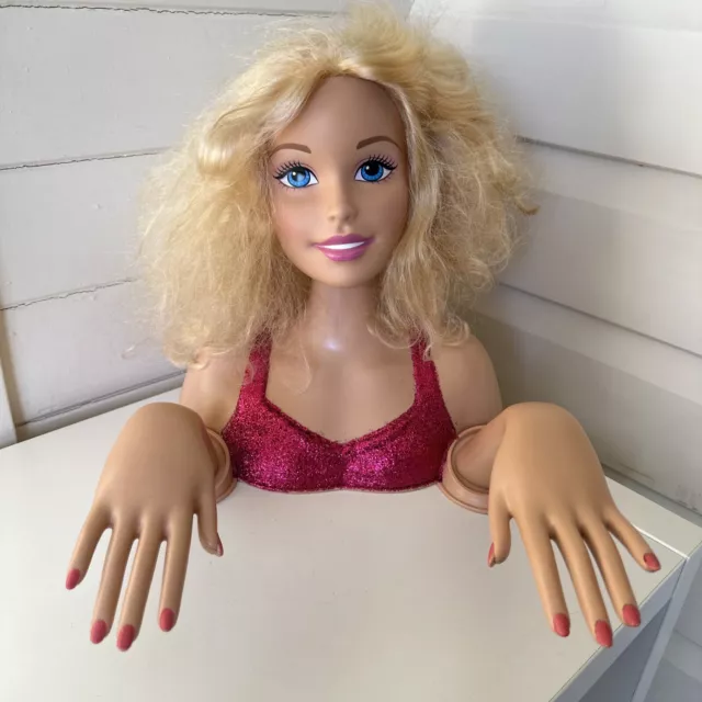 Barbie Fashionistas Styling Head Doll Blonde Hair Readjust Hands Mattel 2013