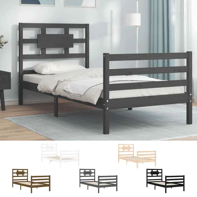 BED FRAME WITH Headboard Honey Brown 100x200 cm Solid Wood vidaXL £106.
