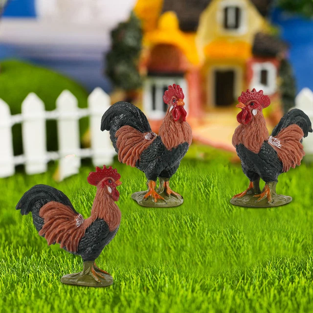 Exquisite Detail Poultry Sculpture Mini Pvc Rooster Model Farm Animals Figure