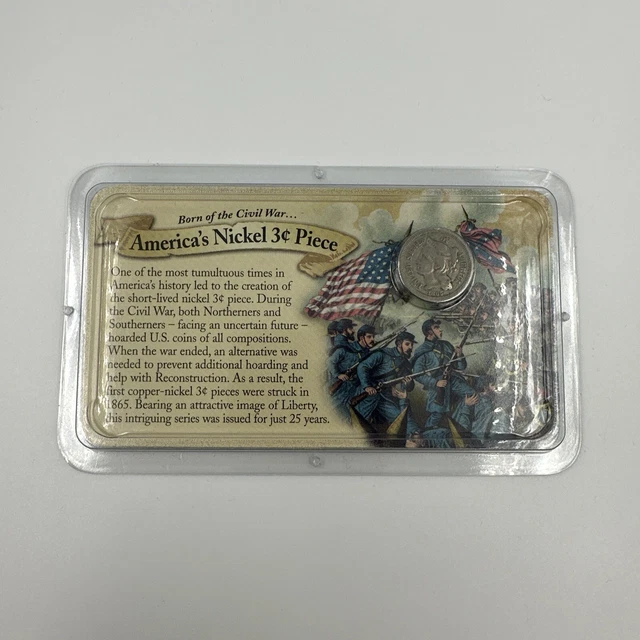 1865 3 Cent Nickel Coin in Littleton Packaging - Americas Nickel 3c Piece 1865 3 Cent Nickel Coin in Littleton Packaging - Americas Nickel 3c Piece