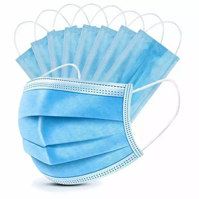 50 x Blue Face Masks Disposable N95 Mask Filter Protective Mouth 3 Layer Dust 3